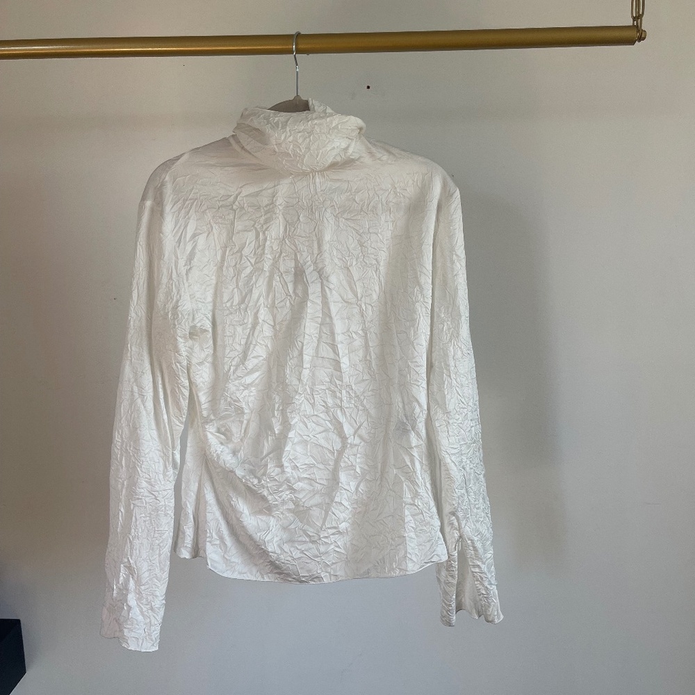 zara crinkle turtle neck blouse